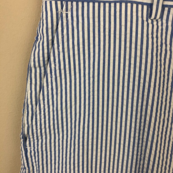 Berle Shorts Men’s 36R Blue/White Striped Flat Front Bermuda Seersucker Pockets - Picture 4 of 10